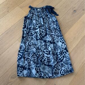 Bellambra 100% Linen Shift Dress Navy Blue Tie Dye Halter Small